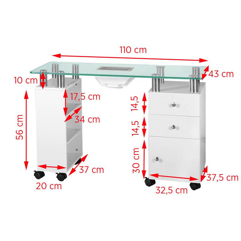 Mesa Manicura 013B Blanco con Aspirador