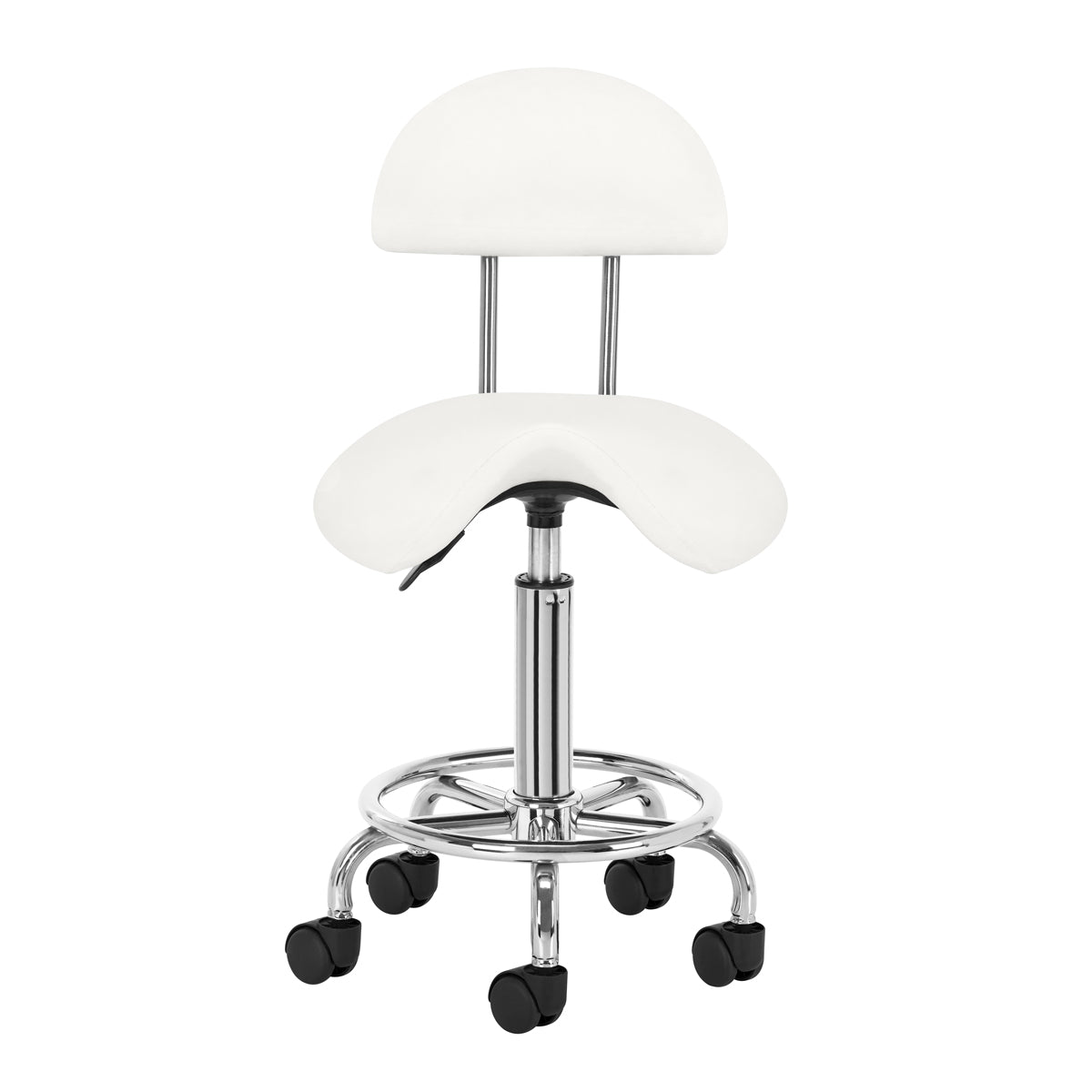 Taburete Ergonómico con Ruedas y Respaldo 6001 Blanco