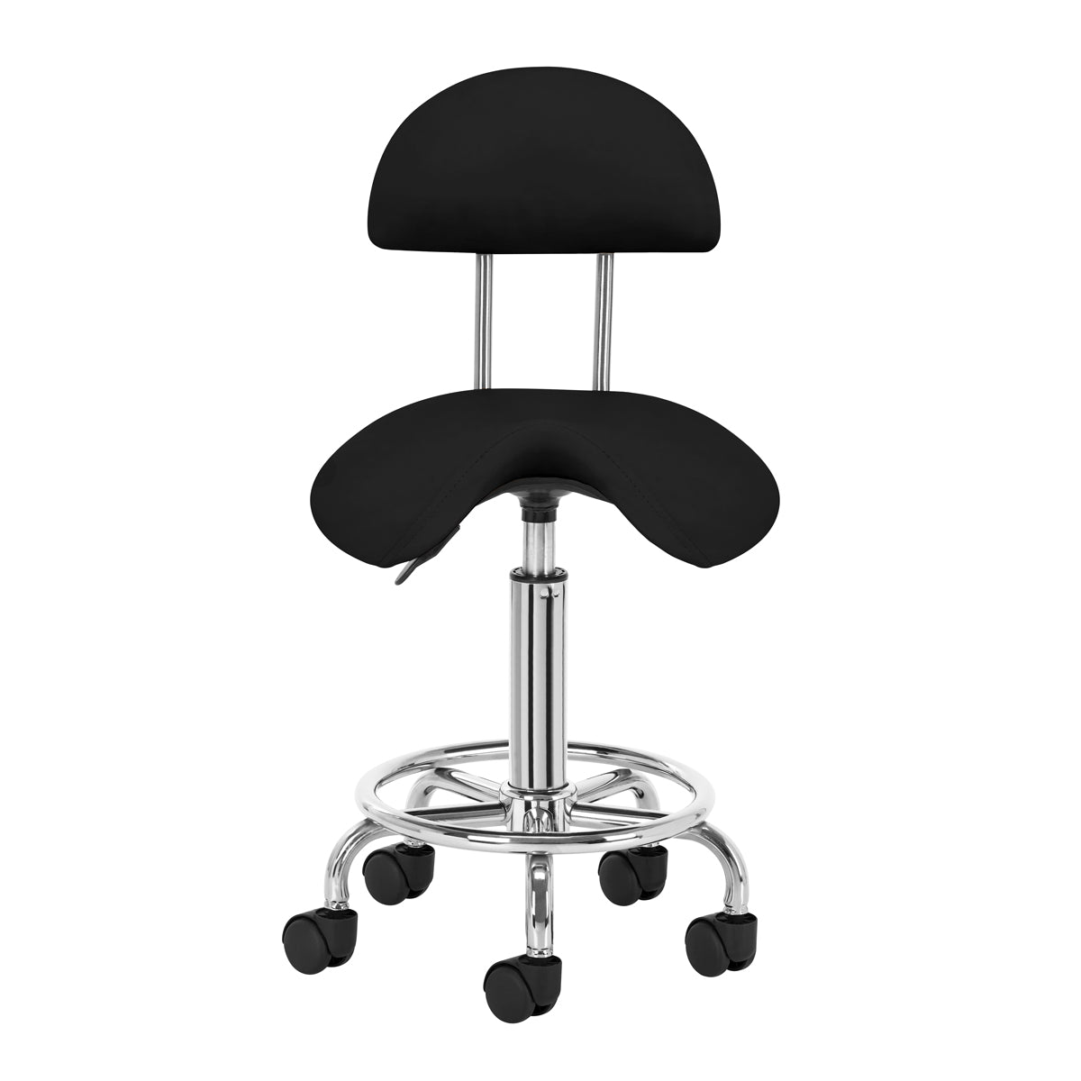 Taburete Ergonómico con Ruedas y Respaldo 6001 Negro