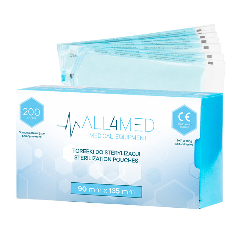 Bolsas de Esterilización para Autoclave All4Med 90 × 135 mm – 200 Unidades