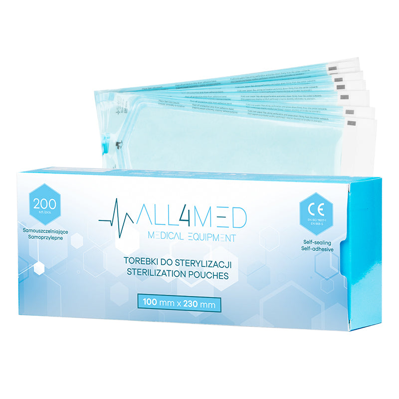 Bolsas de Esterilización para Autoclave All4Med 100 × 230 mm – 200 Unidades