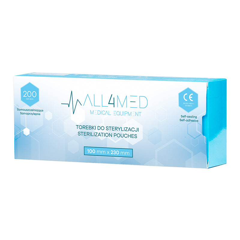 Bolsas de Esterilización para Autoclave All4Med 100 × 230 mm – 200 Unidades