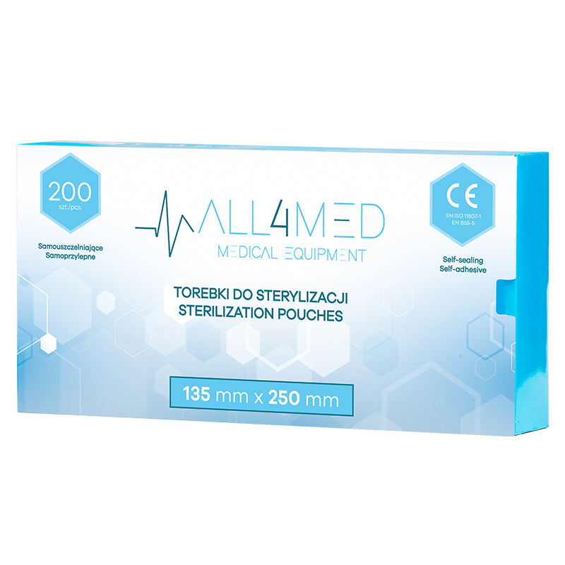 Bolsas de Esterilización para Autoclave All4Med 135 × 250 mm – 200 Unidades