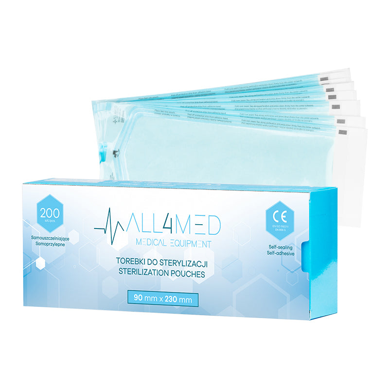 Bolsas de Esterilización para Autoclave All4Med 90 × 230 mm – 200 Unidades