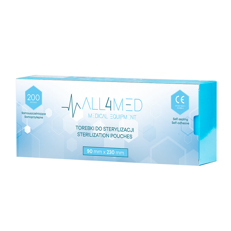 Bolsas de Esterilización para Autoclave All4Med 90 × 230 mm – 200 Unidades