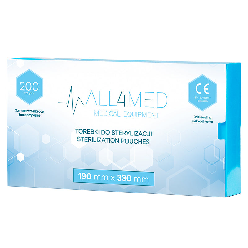 Bolsas de Esterilización para Autoclave All4Med 190 × 330 mm – 200 Unidades
