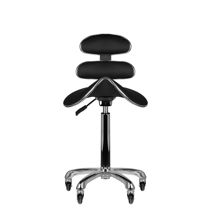 Taburete Ergonómico con Ruedas y Respaldo Eco Cuero AM-880 Negro