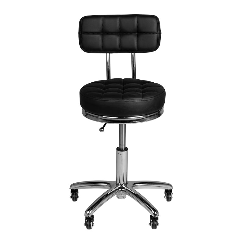 Taburete con Ruedas y Respaldo AM-877 Negro