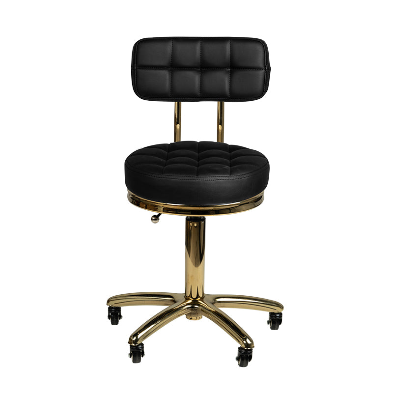 Taburete con Ruedas y Respaldo AM-961 Oro Negro