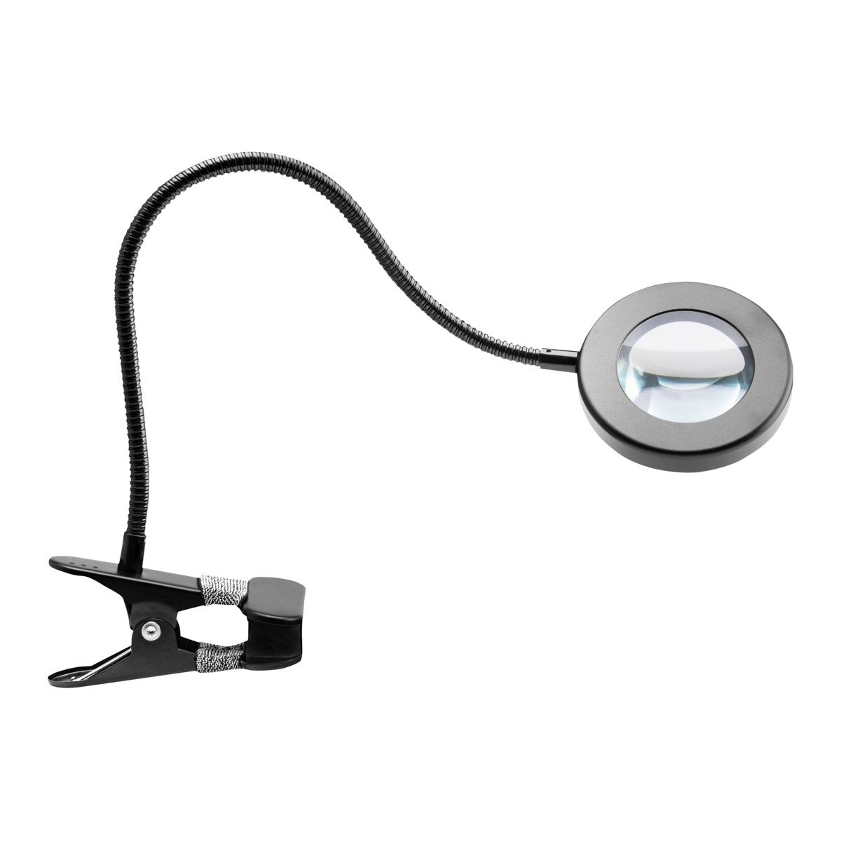 Lámpara Lupa LED 5D con Abrazadera USB Cuello de Cisne Negra