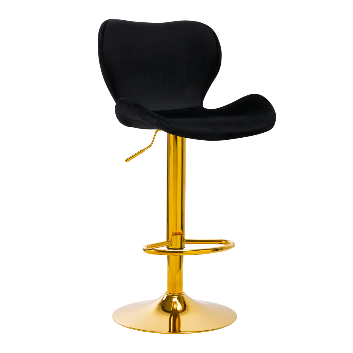 Taburete de Bar con Respaldo 4Rico QS-B15 Terciopelo Oro Negro