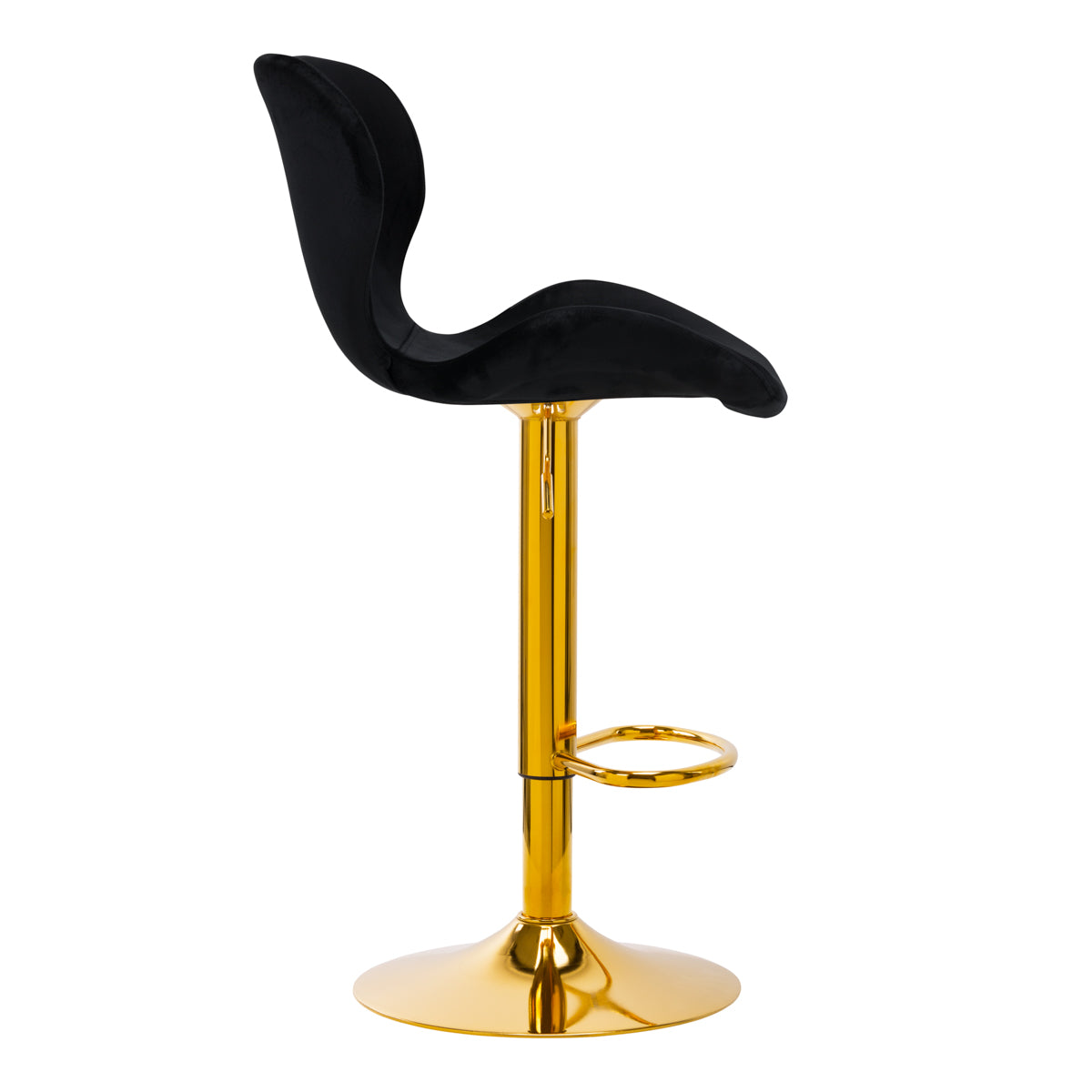 Taburete de Bar con Respaldo 4Rico QS-B15 Terciopelo Oro Negro
