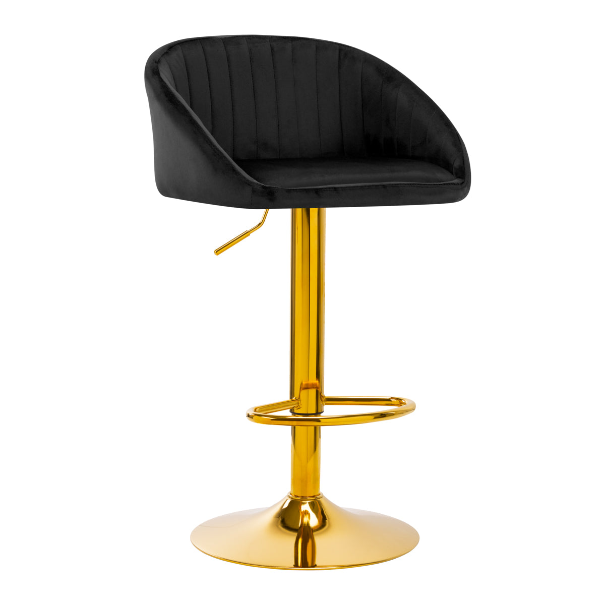 Taburete de Bar con Respaldo 4Rico QS-B16G Terciopelo Oro Negro