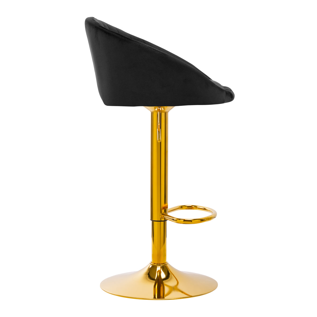 Taburete de Bar con Respaldo 4Rico QS-B16G Terciopelo Oro Negro