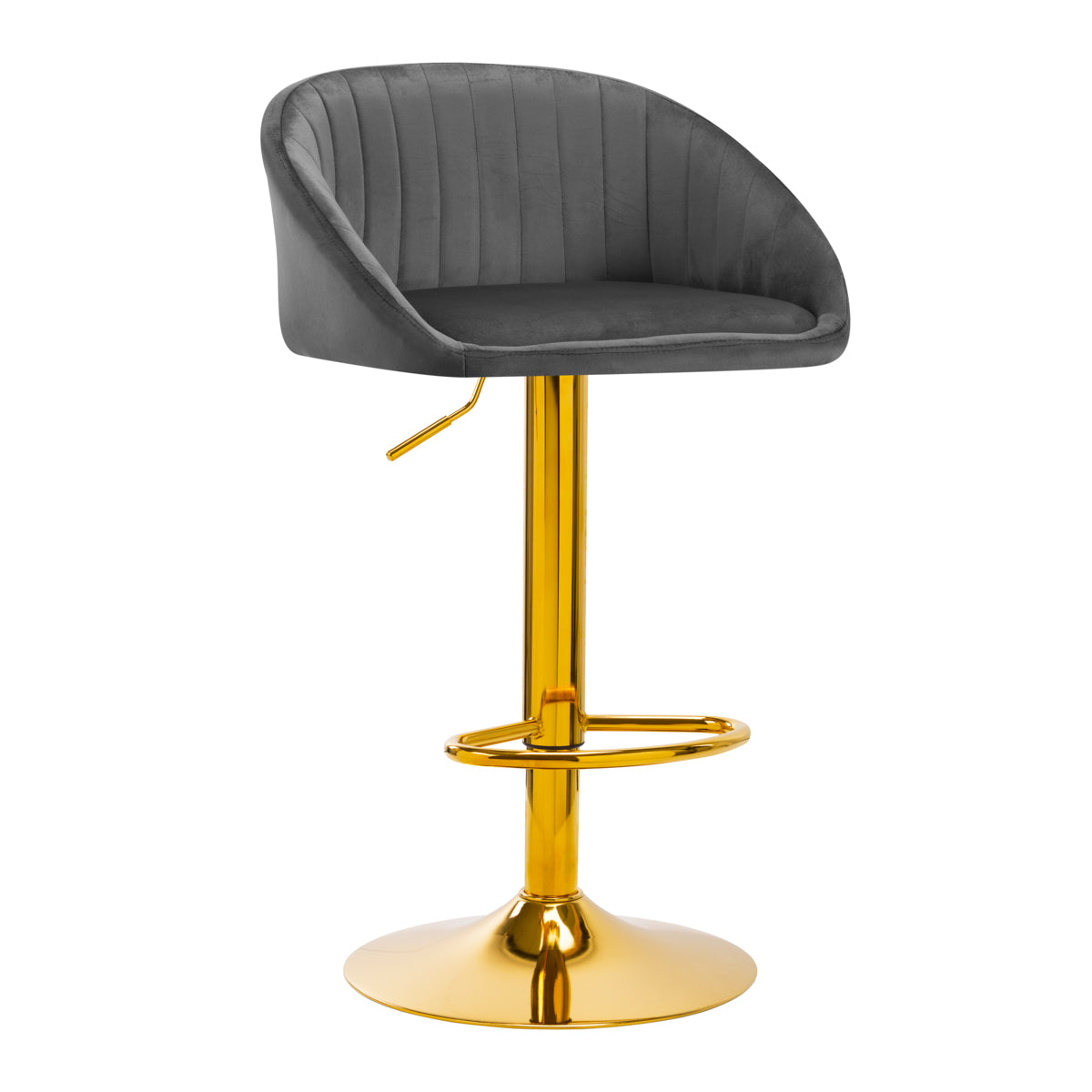 Taburete de Bar con Respaldo 4Rico QS-B16G Terciopelo Oro Gris