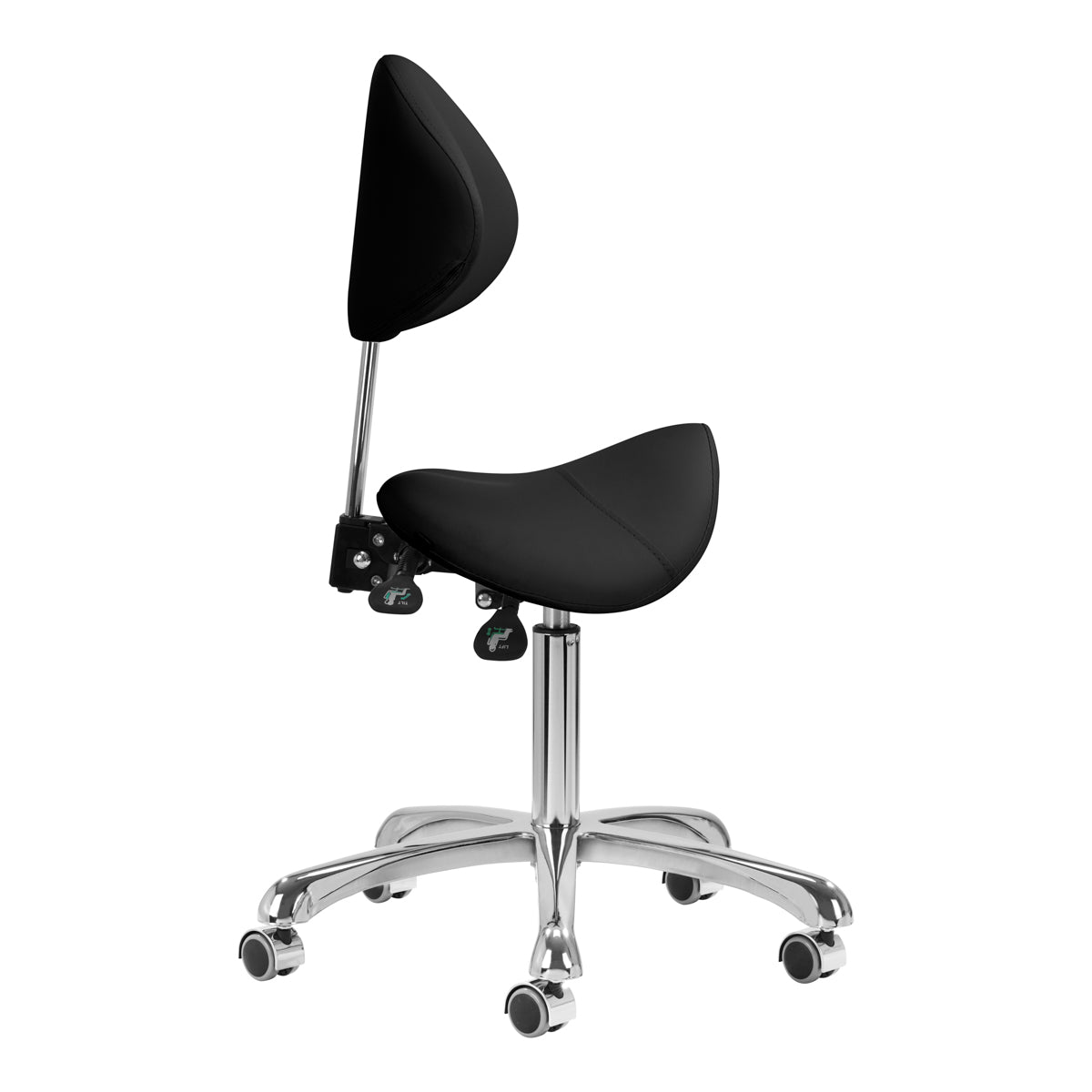 Taburete Ergonómico con Ruedas y Respaldo Giovanni 1004 Negro