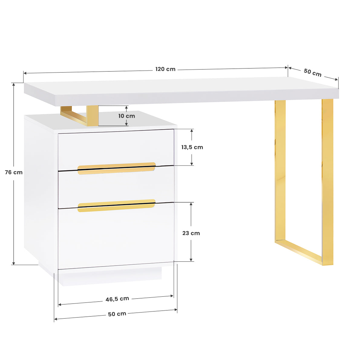 Mesa Manicura 3311G Oro-Blanco