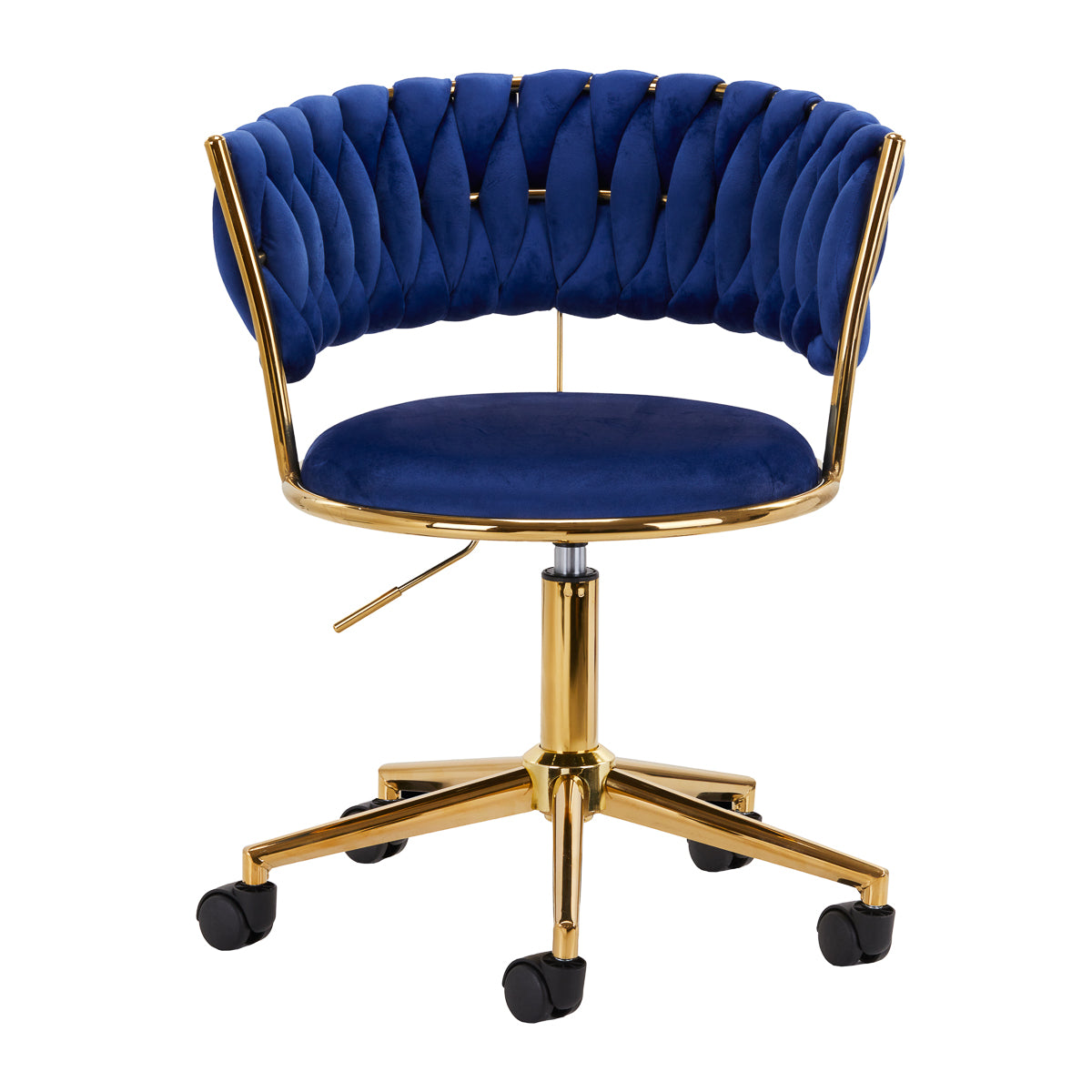 Silla Giratoria con Ruedas y Respaldo 4Rico QS-GW01G Terciopelo Azul