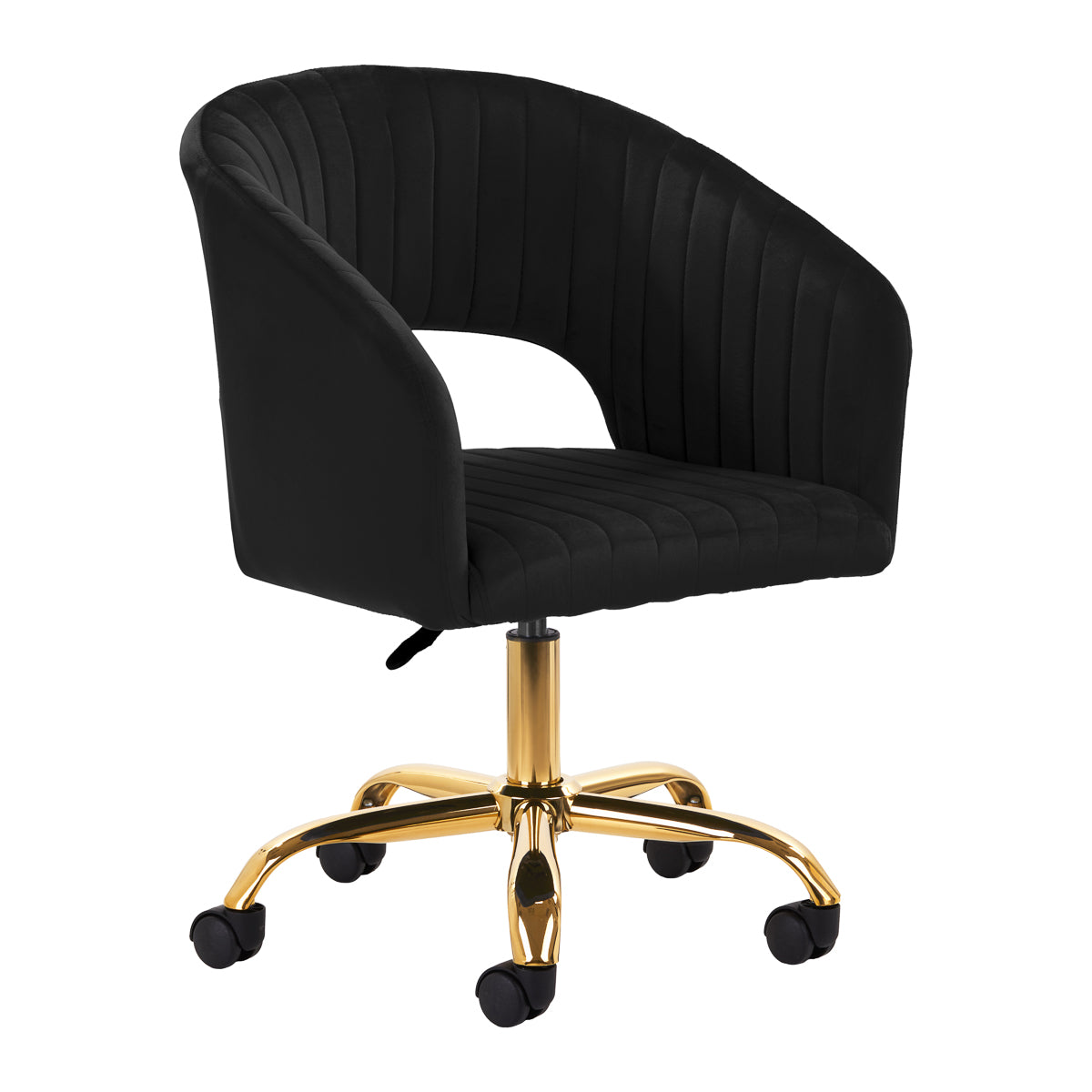 Silla Giratoria con Ruedas y Respaldo 4Rico QS-OF212G Terciopelo Negro