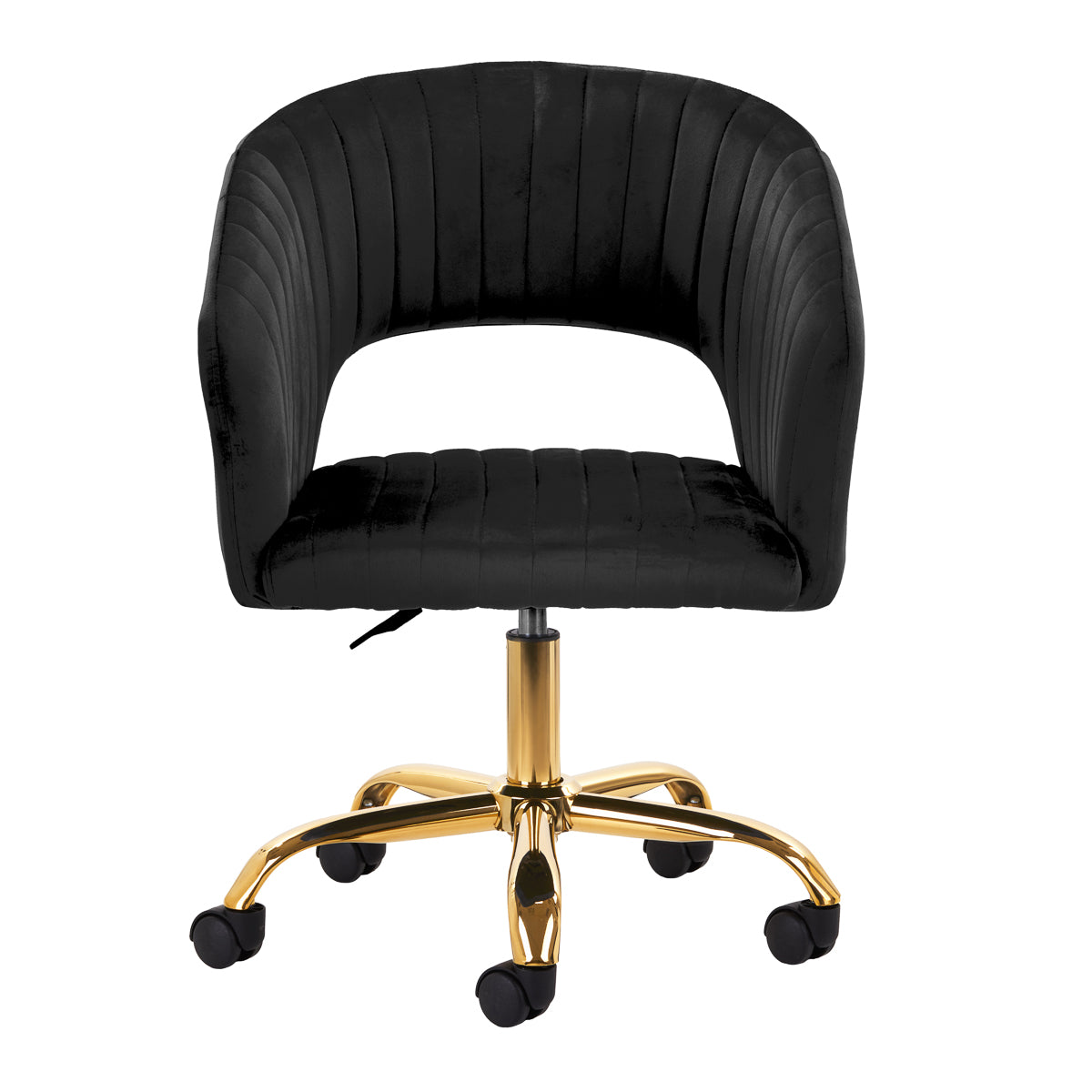 Silla Giratoria con Ruedas y Respaldo 4Rico QS-OF212G Terciopelo Negro