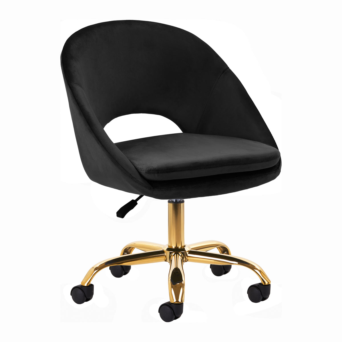 Silla Giratoria con Ruedas y Respaldo 4Rico QS-MF18G Terciopelo Negro