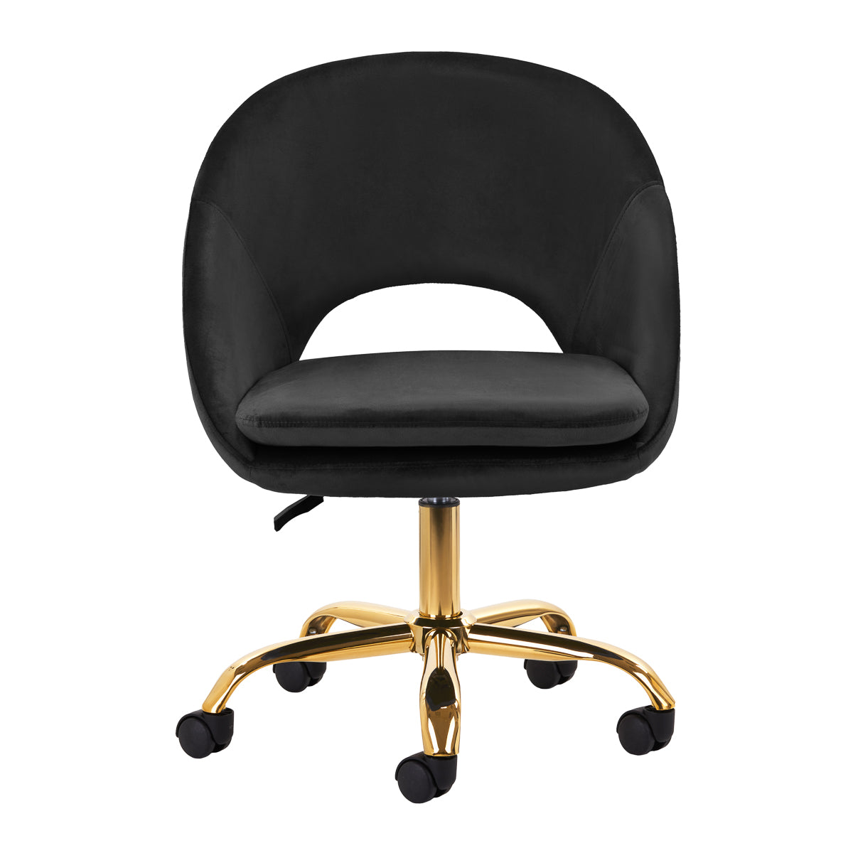 Silla Giratoria con Ruedas y Respaldo 4Rico QS-MF18G Terciopelo Negro