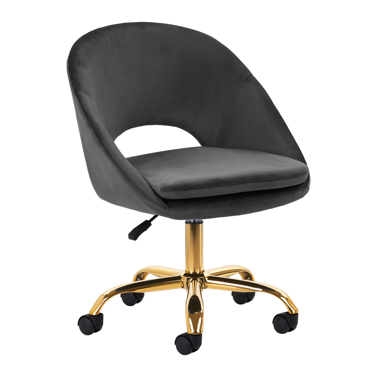 Silla Giratoria con Ruedas y Respaldo 4Rico QS-MF18G Terciopelo Gris