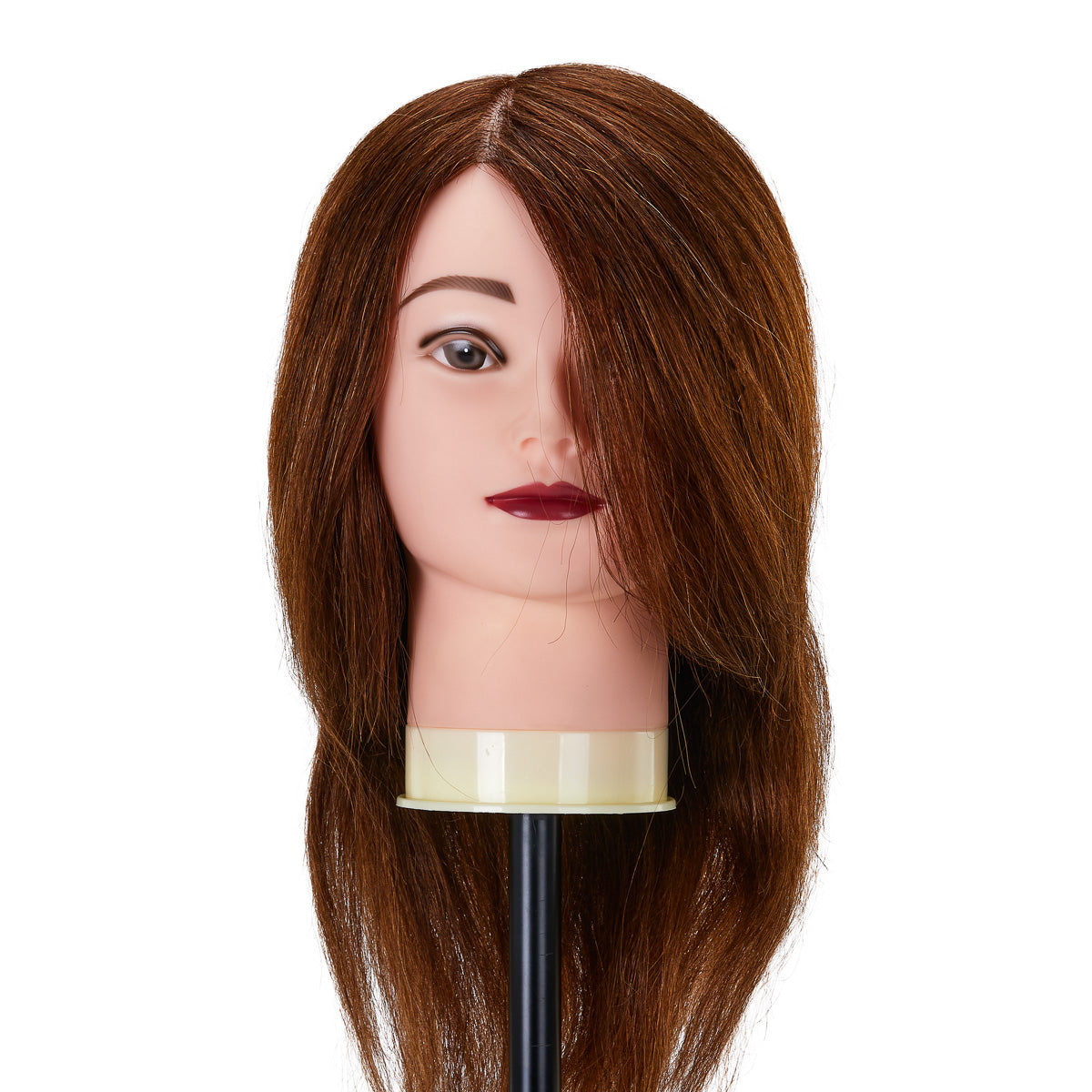 Cabeza de entrenamiento para peluquería Gabbiano WZ1, cabello natural, color 4#, longitud 16"