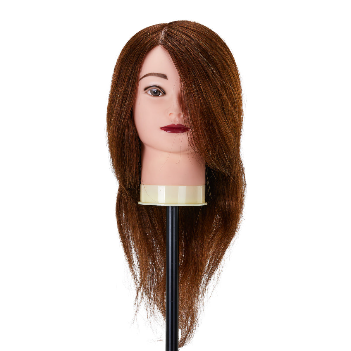 Cabeza de entrenamiento para peluquería Gabbiano WZ1, cabello natural, color 4#, longitud 16"