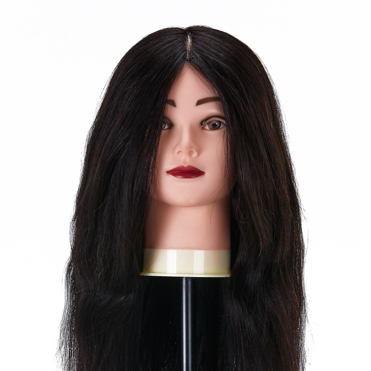 Cabeza de entrenamiento para peluquería Gabbiano WZ1, cabello natural, color 1#, longitud 20"