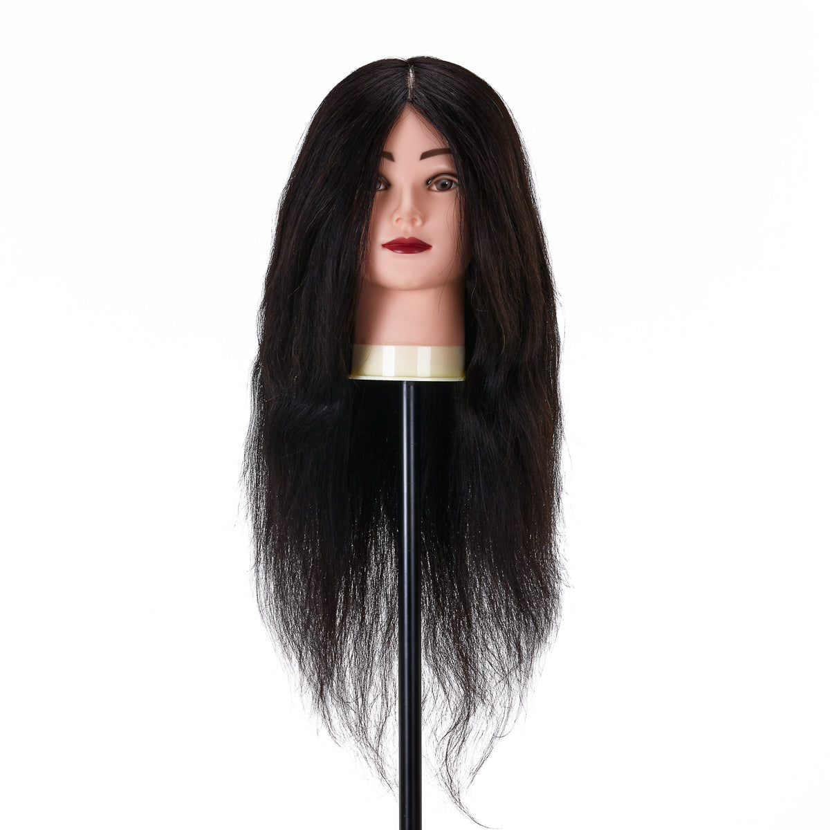 Cabeza de entrenamiento para peluquería Gabbiano WZ1, cabello natural, color 1#, longitud 20"