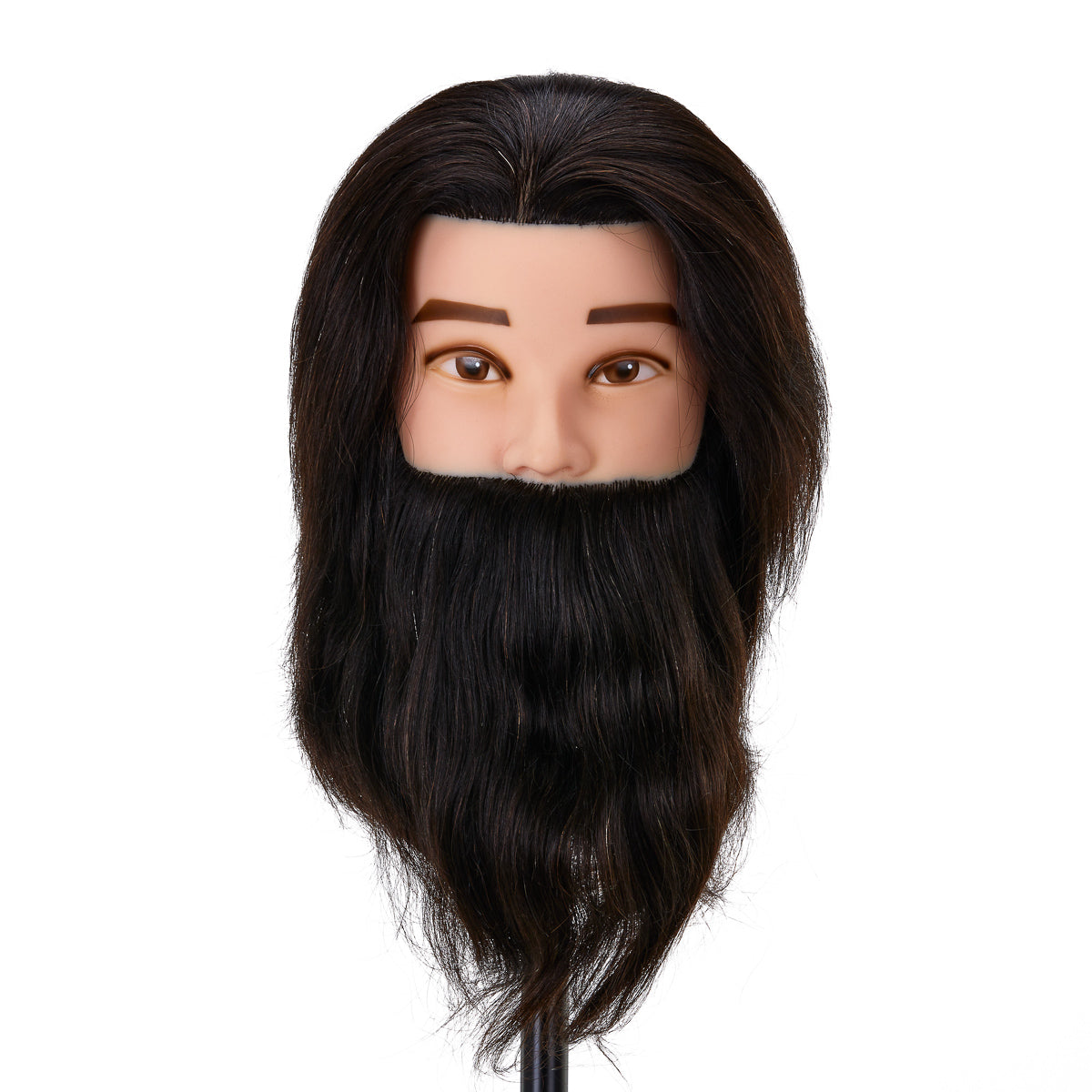 Cabeza de entrenamiento Gabbiano WZ4 con barba, cabello natural, color 1#, longitud 8"+6"