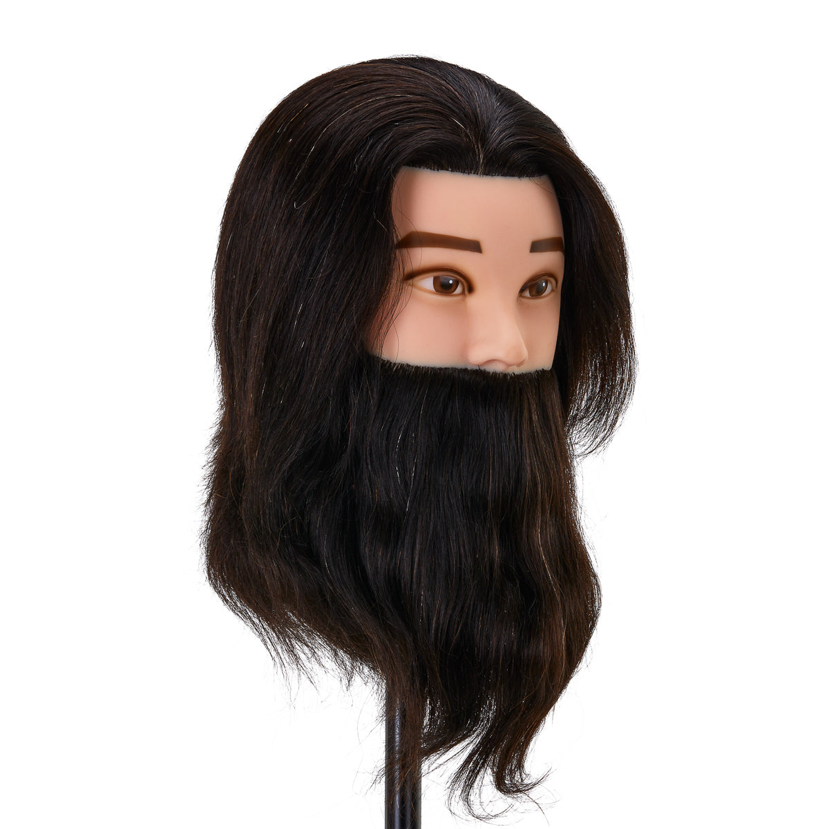 Cabeza de entrenamiento Gabbiano WZ4 con barba, cabello natural, color 1#, longitud 8"+6"