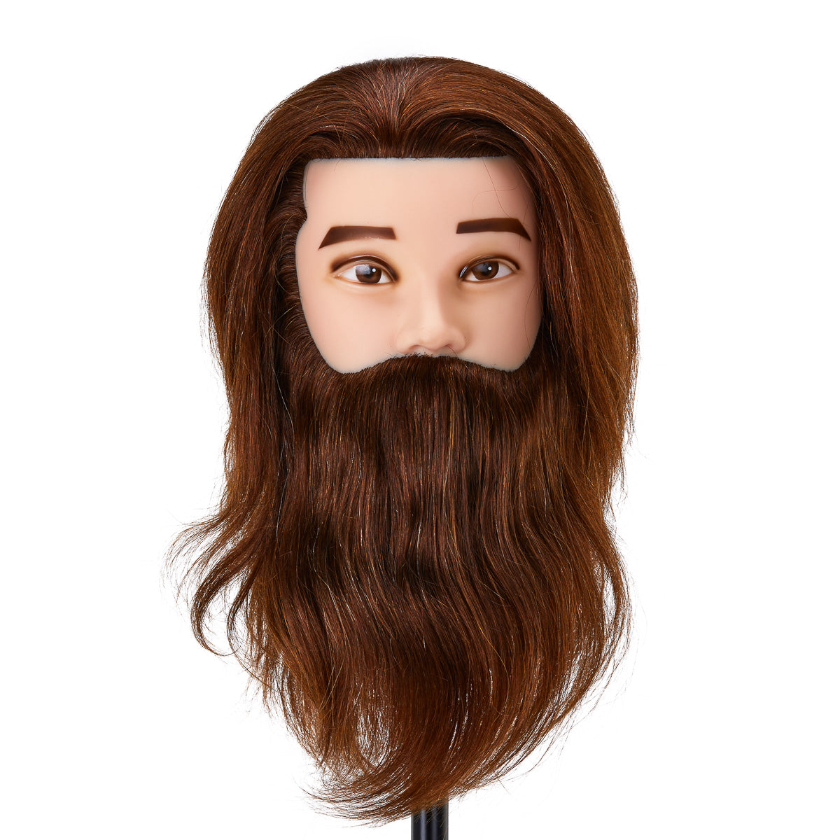 Cabeza de entrenamiento Gabbiano WZ4 con barba, cabello natural, color 4#, longitud 8"+6"