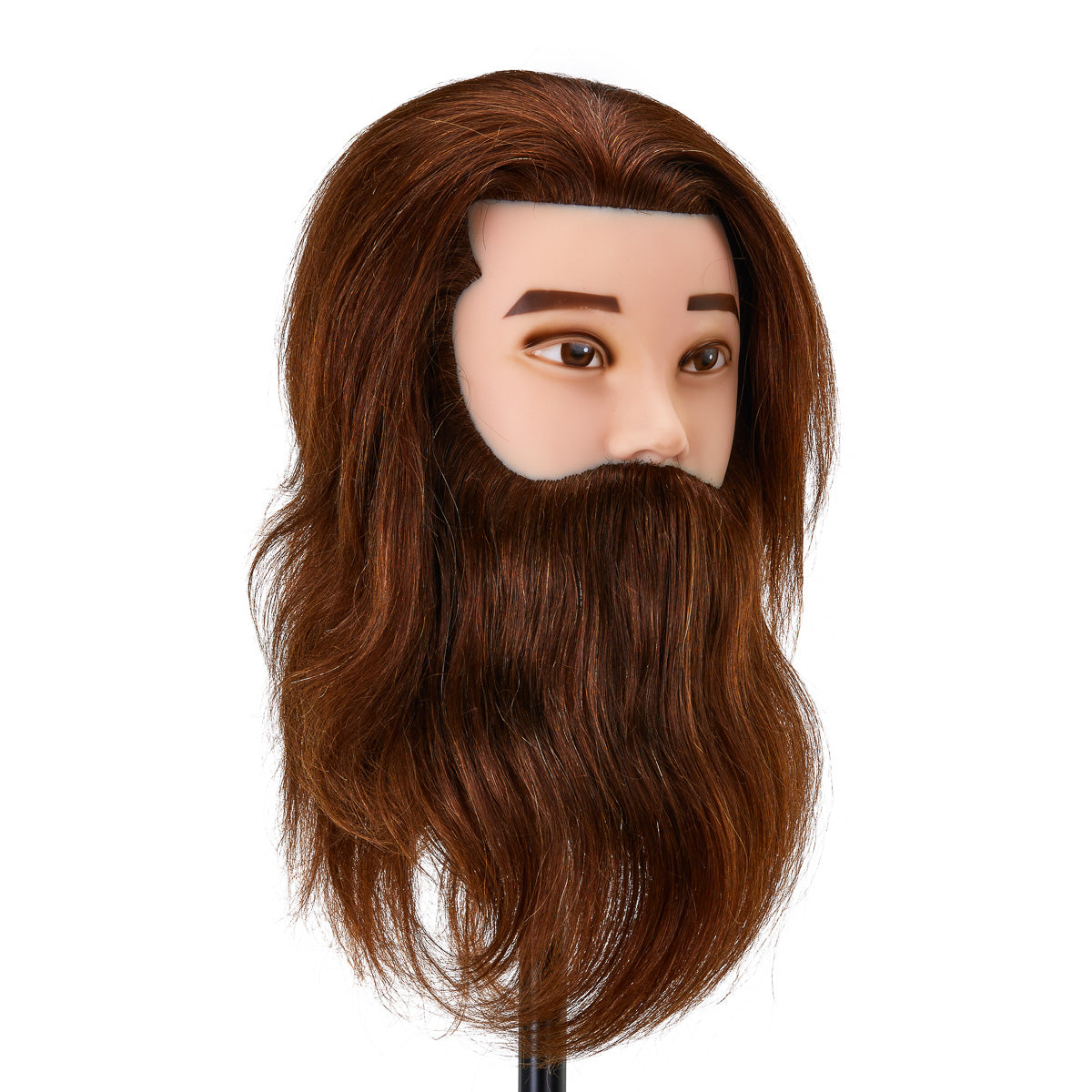 Cabeza de entrenamiento Gabbiano WZ4 con barba, cabello natural, color 4#, longitud 8"+6"