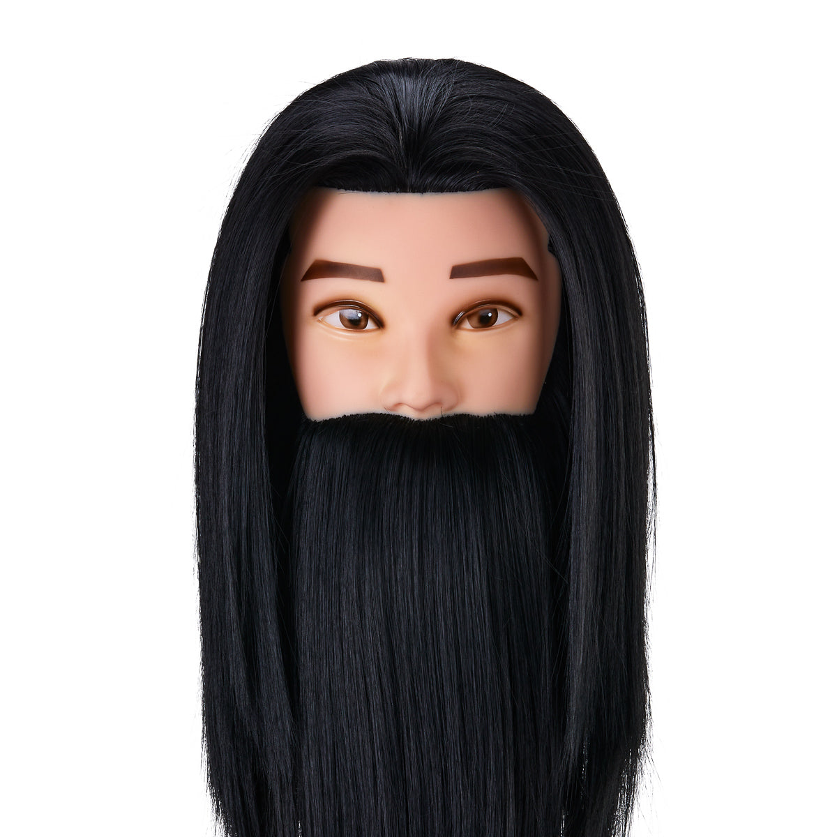 Cabeza de entrenamiento Gabbiano WZ4 con barba, cabello sintético, color 1#, longitud 8"+6"