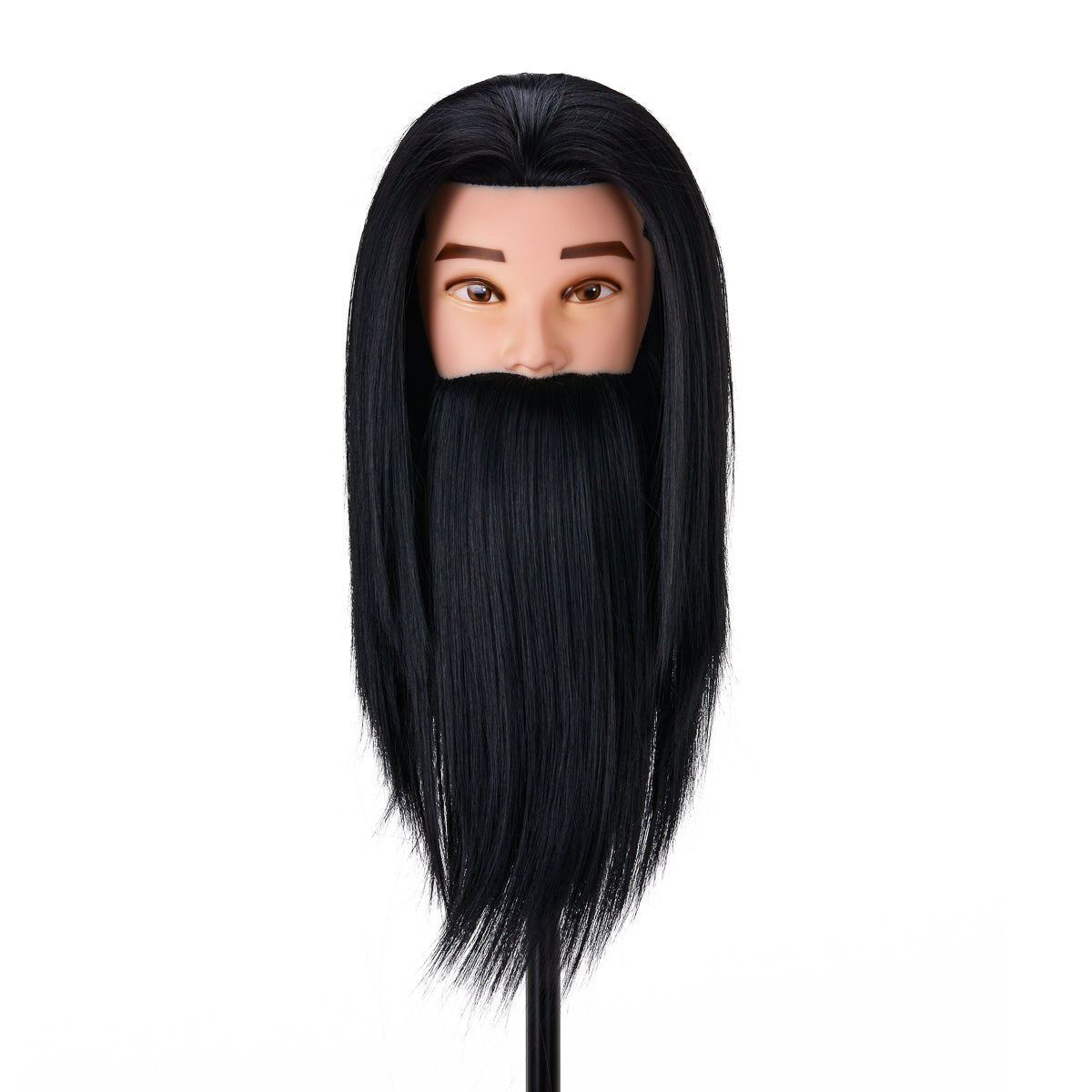 Cabeza de entrenamiento Gabbiano WZ4 con barba, cabello sintético, color 1#, longitud 8"+6"