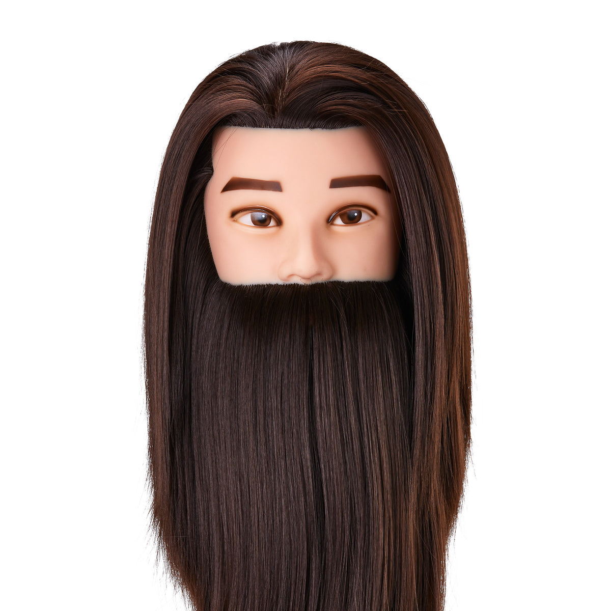 Cabeza de entrenamiento Gabbiano WZ4 con barba, cabello sintético, color 4#, longitud 8"+6"