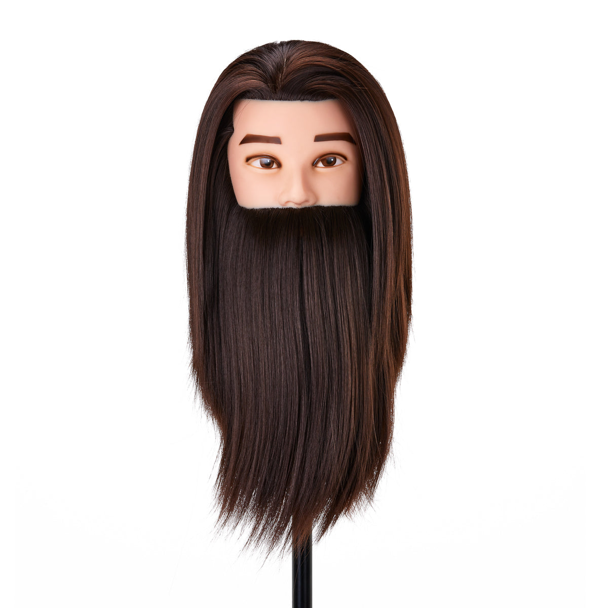 Cabeza de entrenamiento Gabbiano WZ4 con barba, cabello sintético, color 4#, longitud 8"+6"