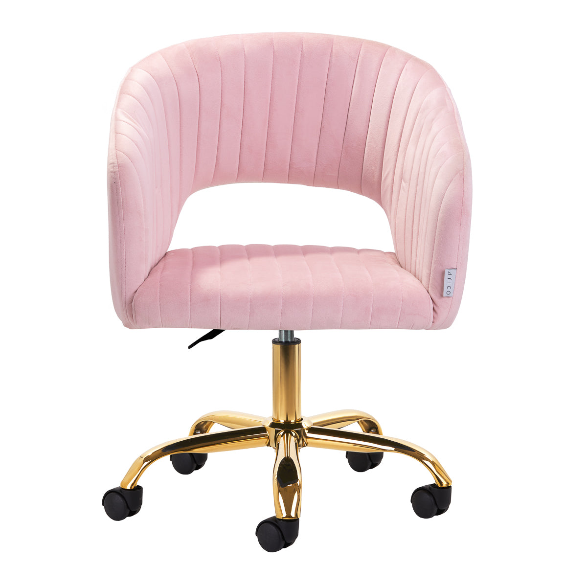 Silla Giratoria con Ruedas y Respaldo 4Rico QS-OF212G Terciopelo Rosa