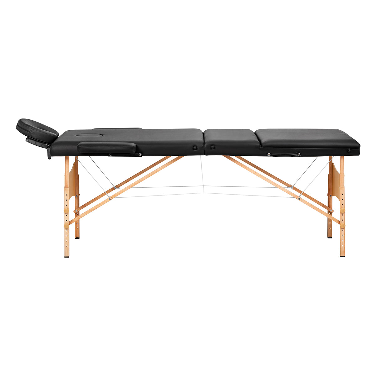 Camilla de masaje plegable de madera Balance Lux 3 zonas negro
