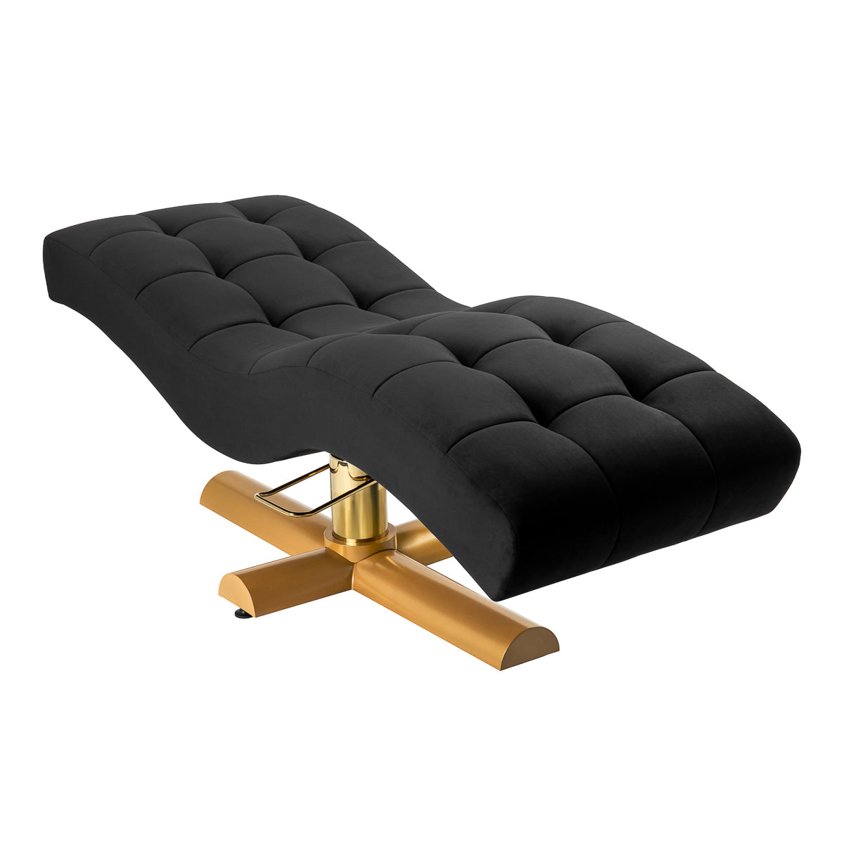 Sillón Corona para tratamiento de pestañas, negro con base dorada