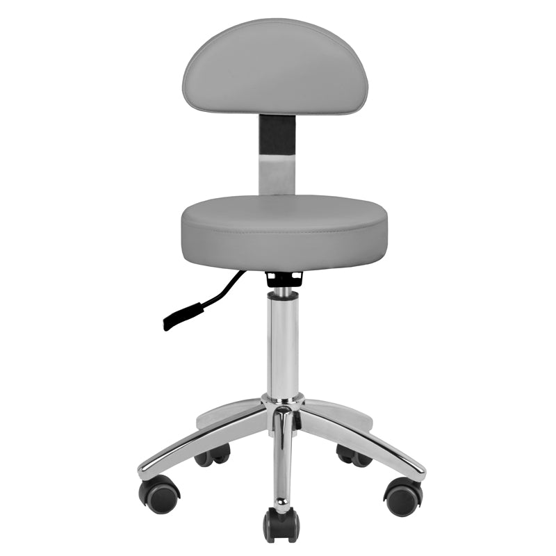 Taburete con Ruedas y Respaldo AM-304 Gris